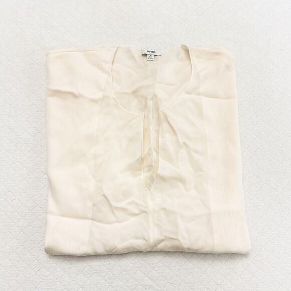 Vince Cream Delicate Embroidered Top See Through Weave Size M - Picture 1 of 5